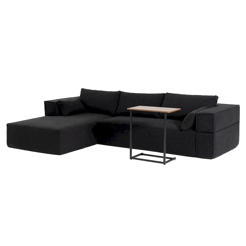 L-Shaped Modular Sectional Sofa with Side Table, Chaise, Wide Seat