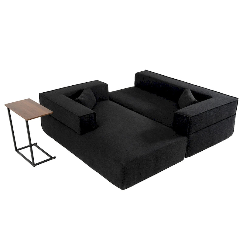 L-Shaped Modular Sectional Sofa with Side Table, Chaise, Wide Seat