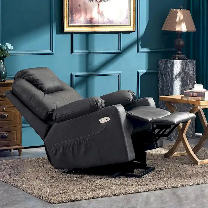 MCombo Electric Power Lift Recliner Chair Sofa with Massage and Heat, 3 Positions, USB Ports, Faux Leather 7040