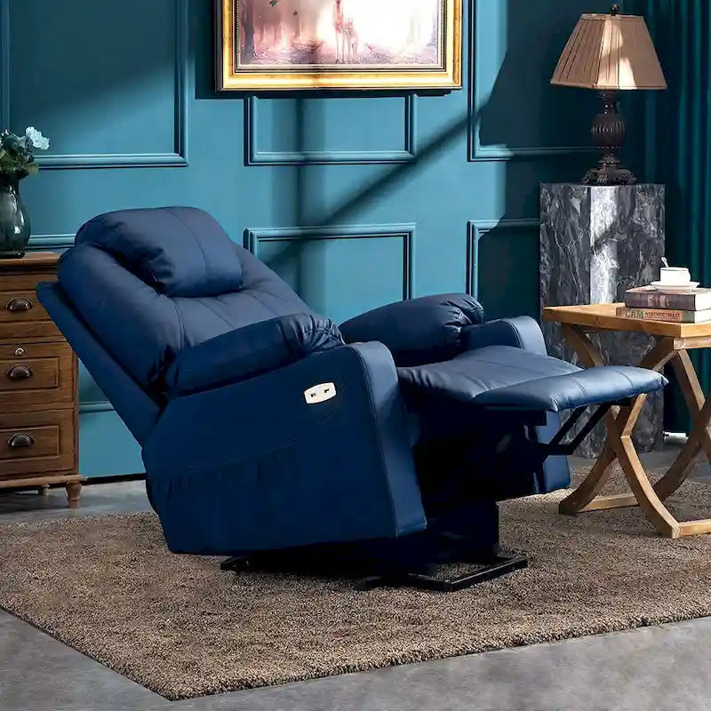MCombo Electric Power Lift Recliner Chair Sofa with Massage and Heat, 3 Positions, USB Ports, Faux Leather 7040