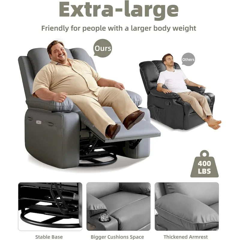 27 Oversized 360 Swivel Recliner Chairs with Heat and Massage