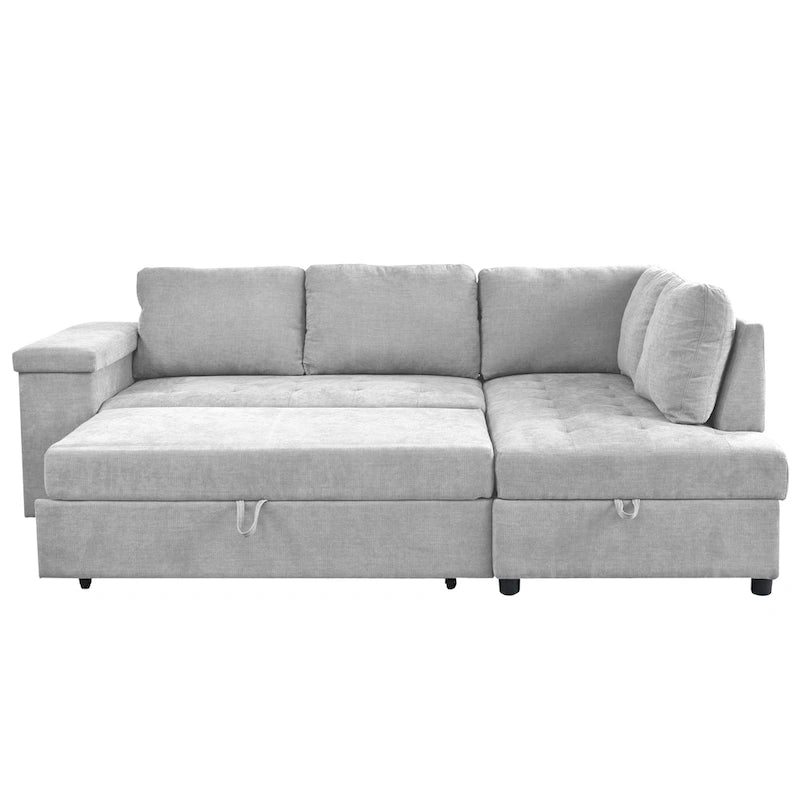 91.5 L-Shaped 4-Seat Sleeper Sofa with Pull-Out Bed and Storage