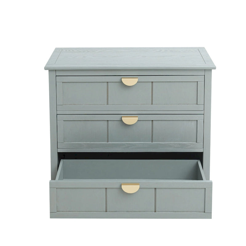 American Style 3-Drawer Vertical Chest Cabinet with Golden Handle for bedroom, living room
