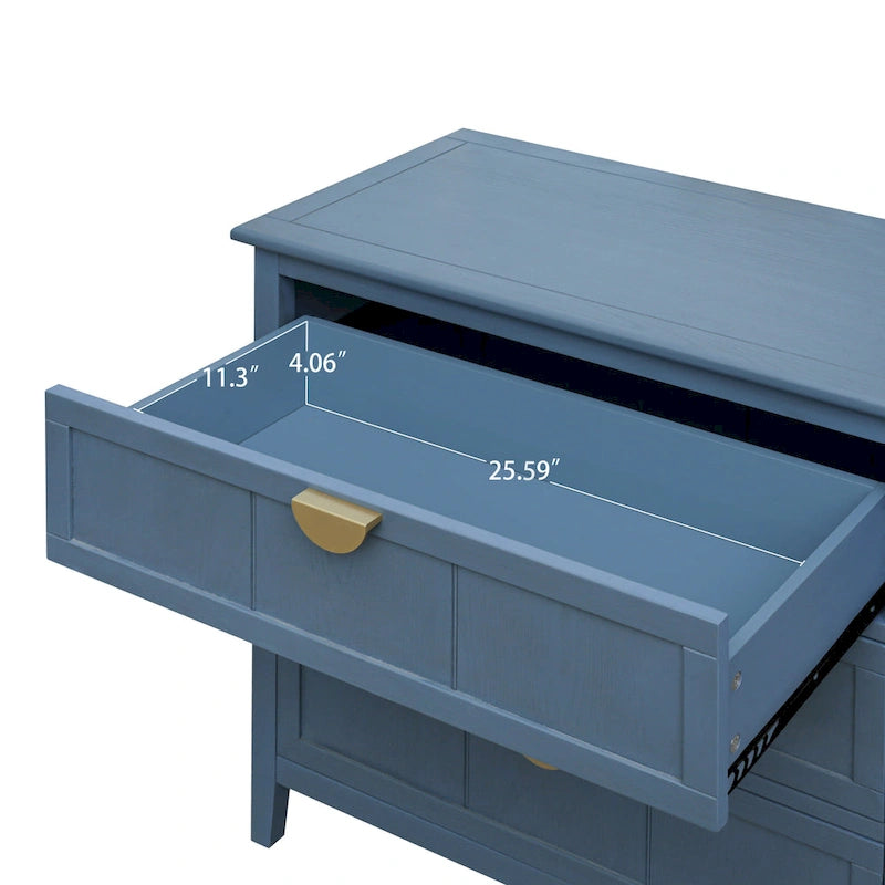 American Style 3-Drawer Vertical Chest Cabinet with Golden Handle for bedroom, living room
