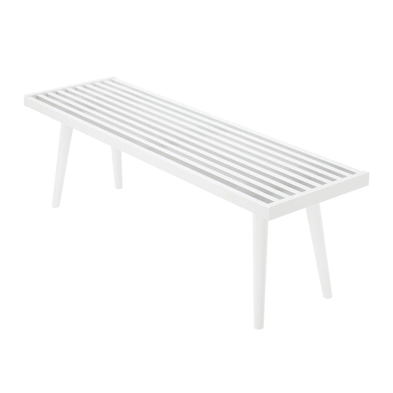 Plank and Beam Mid Century Double Wood Entryway Bench - 56.3 L x 16.5 W x 17.5 H