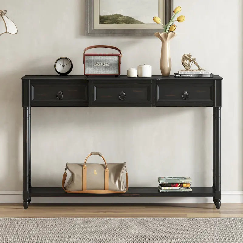 3-drawer Console Sofa Table for Entryway - 13.00 x 52.00 x 34.30