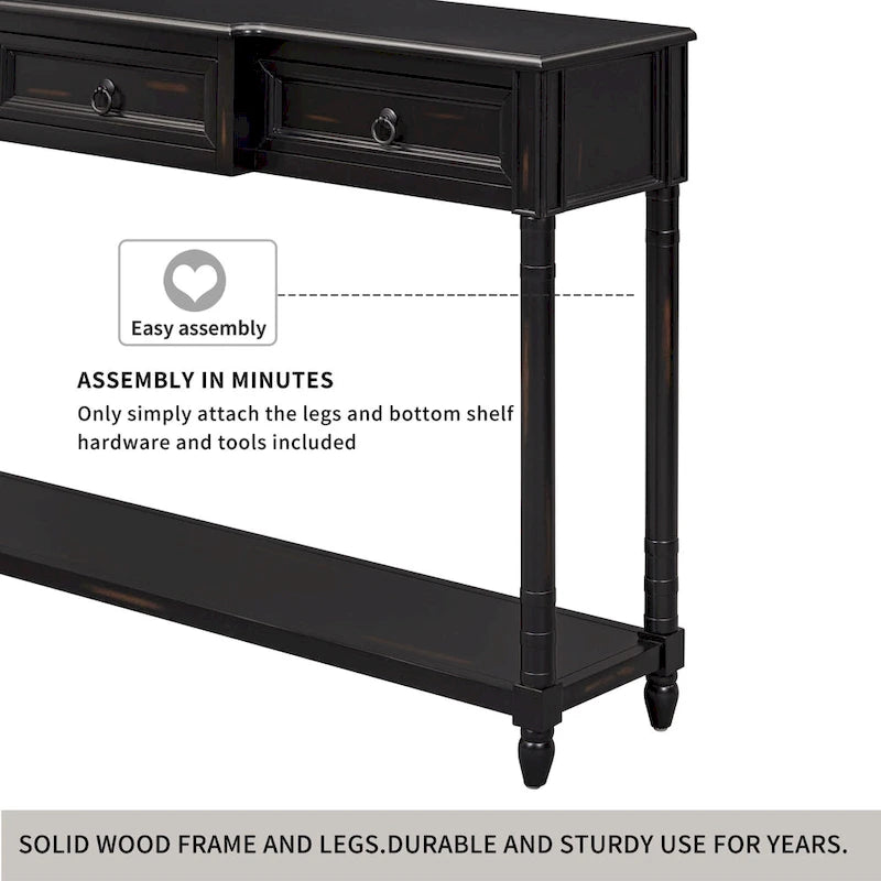 3-drawer Console Sofa Table for Entryway - 13.00 x 52.00 x 34.30