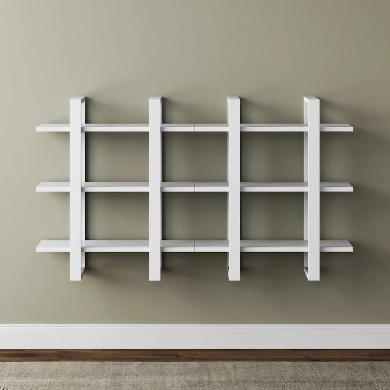 Nathan James Benji Floating Wall Book Shelves, 3-Tier Display Shelf, Decorative Modular Shelf in Solid Wood
