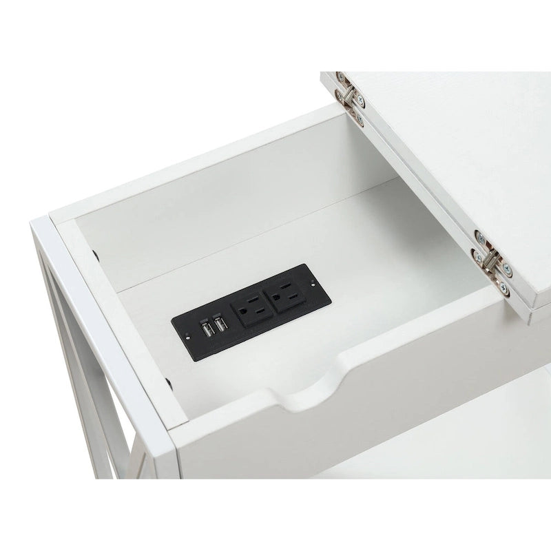 Convenience Concepts Tucson Flip Top End Table with Charging Station and Shelf