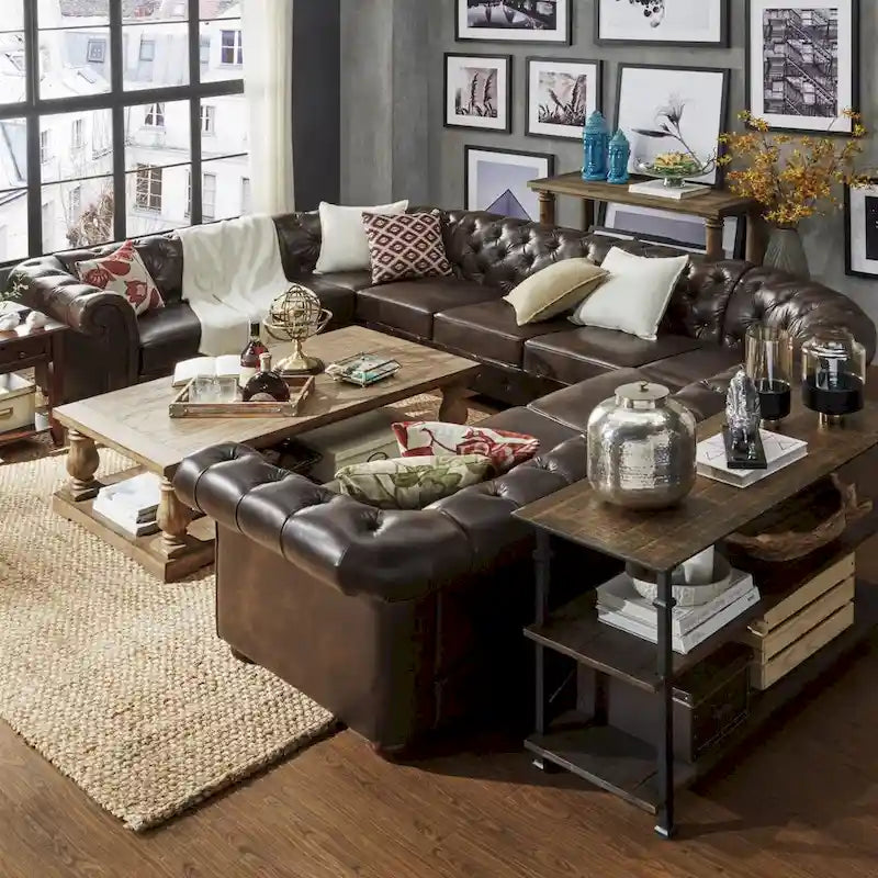 Knightsbridge Tufted Scroll Arm Chesterfield U-shaped Sectional by iNSPIRE Q Artisan