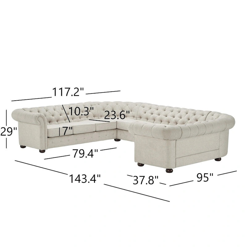 Knightsbridge Tufted Scroll Arm Chesterfield U-shaped Sectional by iNSPIRE Q Artisan