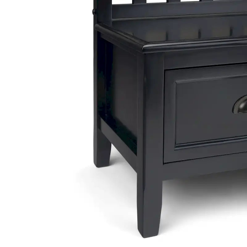 WYNDENHALL Portland SOLID WOOD 42 inch Wide Transitional Entryway Storage Bench with Drawers - 42 Inches wide