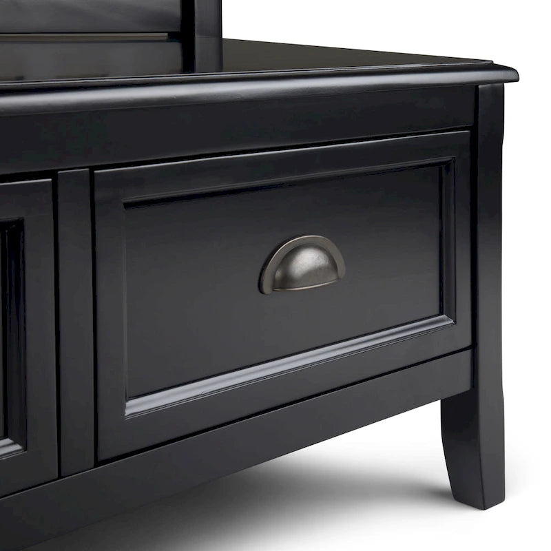 WYNDENHALL Portland SOLID WOOD 42 inch Wide Transitional Entryway Storage Bench with Drawers - 42 Inches wide