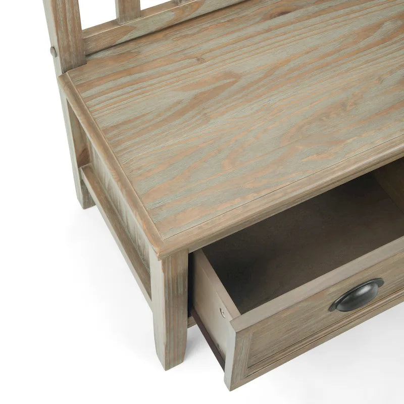 WYNDENHALL Portland SOLID WOOD 42 inch Wide Transitional Entryway Storage Bench with Drawers - 42 Inches wide