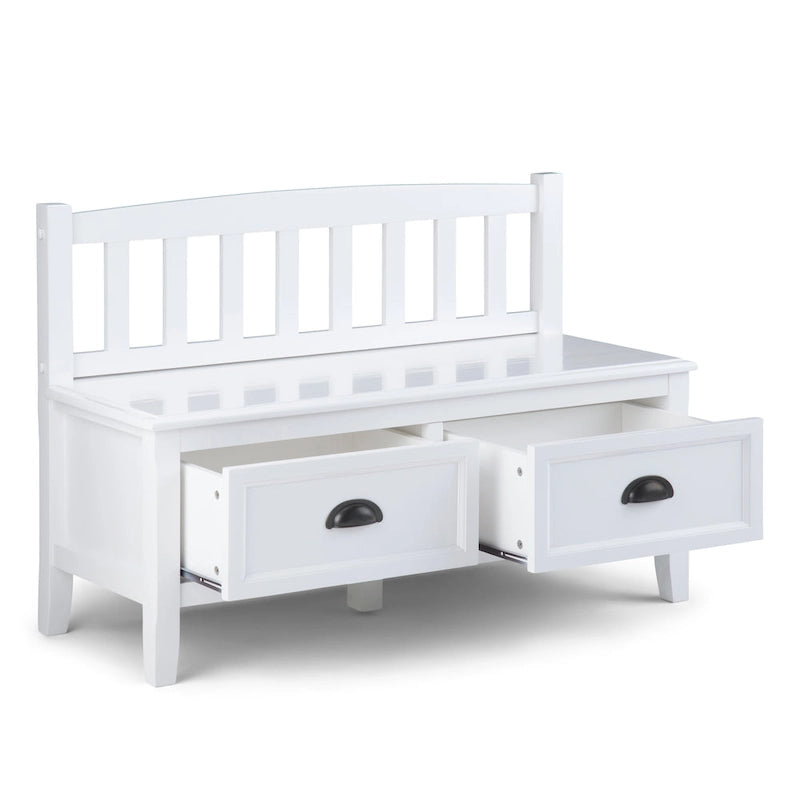 WYNDENHALL Portland SOLID WOOD 42 inch Wide Transitional Entryway Storage Bench with Drawers - 42 Inches wide