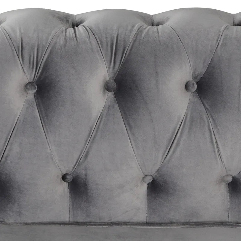 Morden Fort Classic Tufted Velvet Upholstered Chesterfield Club Loveseat and Sofa 2Pieces with Nailhead for Living Room