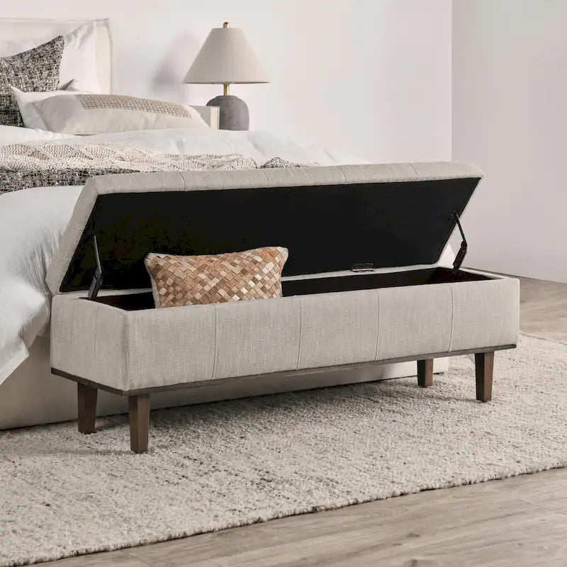 Louise Tufted Storage Bench, Light Beige 54 By Kosas Home
