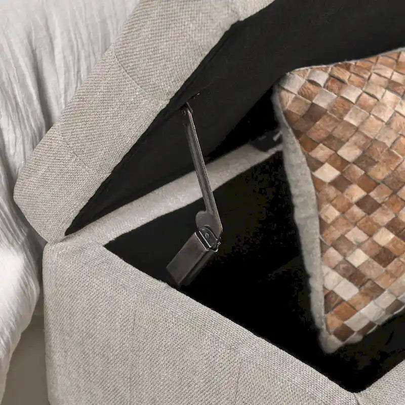 Louise Tufted Storage Bench, Light Beige 54 By Kosas Home