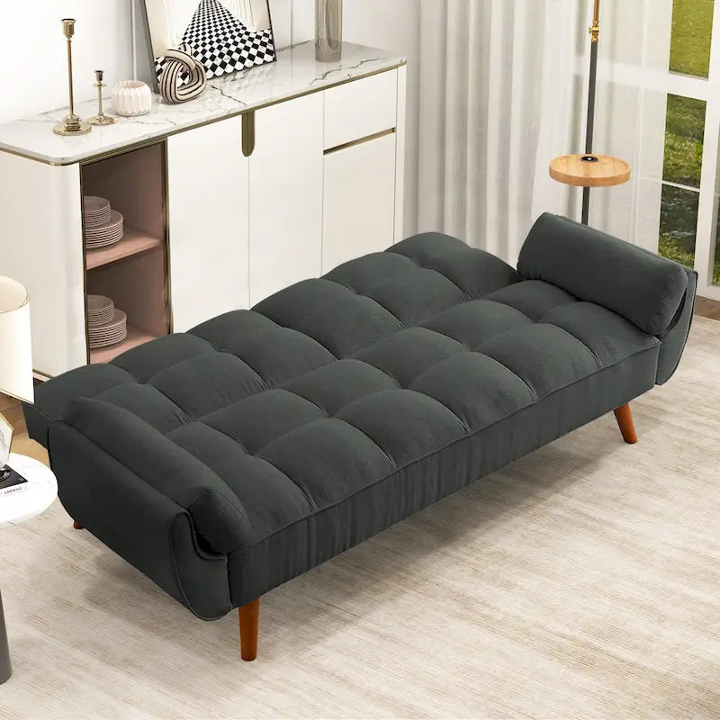 75.39 IN. Futon Sofa Bed, Convertible Upholstered Couch Sleeper with Reclining Sleeper Split Tufted Back