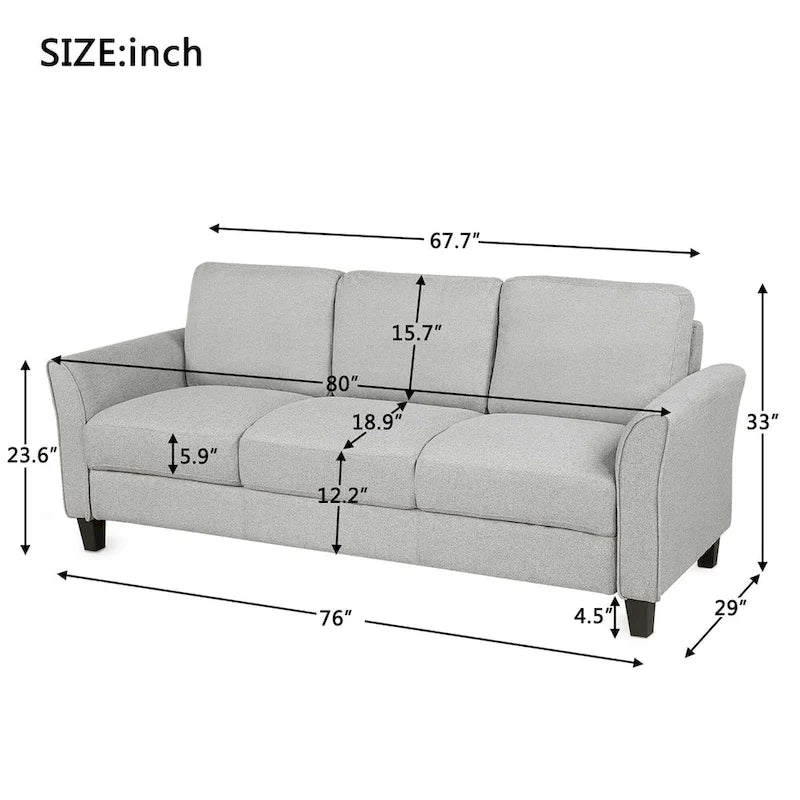 3-Seat Linen Fabric Sofa