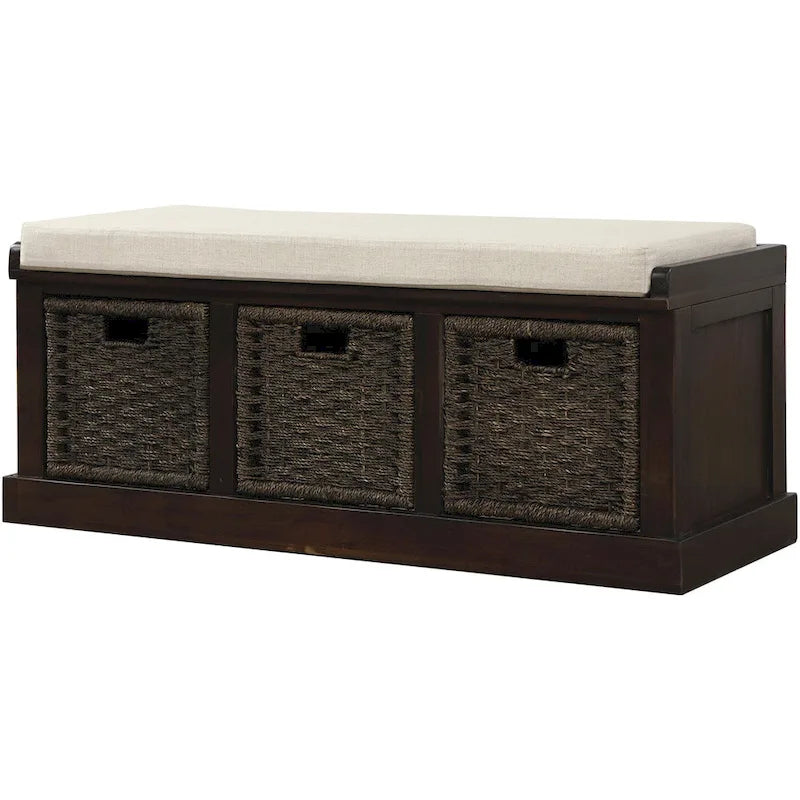 Nestfair Entryway Storage Bench with Cushion and Basket