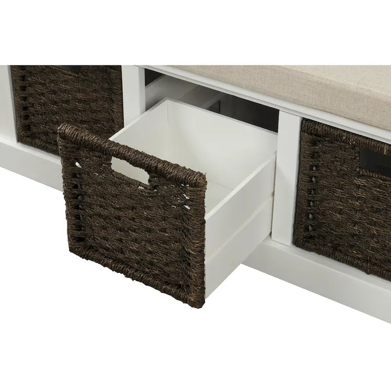 Nestfair Entryway Storage Bench with Cushion and Basket