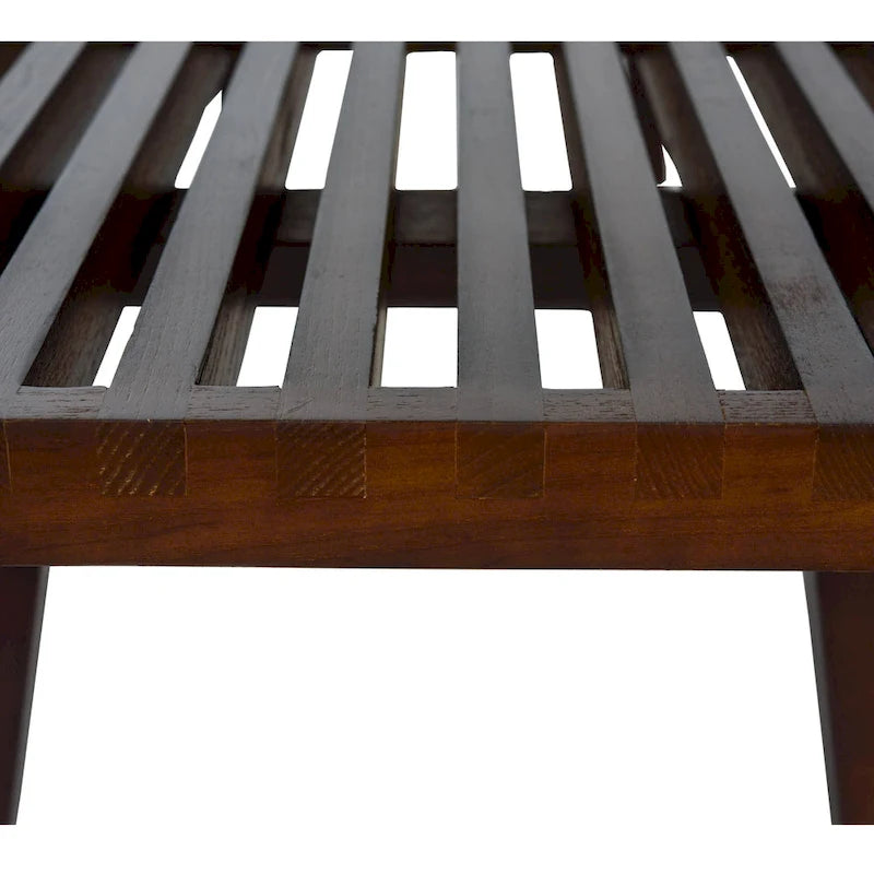 48 Rectangular Platform Entryway Bench in Natural Wood Modern Slatted Design for Living Room Home & Office