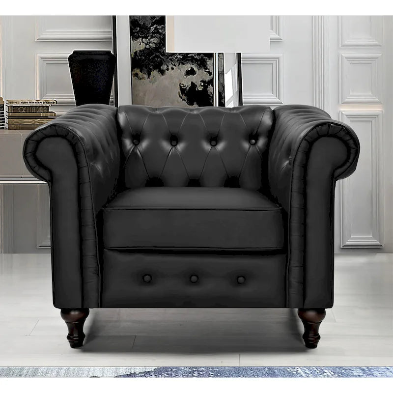 Brooks Classic Chesterfield 3-Piece Living Room Set-Chair Loveseat & Sofa