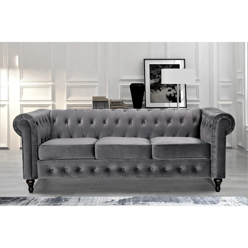 Brooks Classic Chesterfield 3-Piece Living Room Set-Chair Loveseat & Sofa