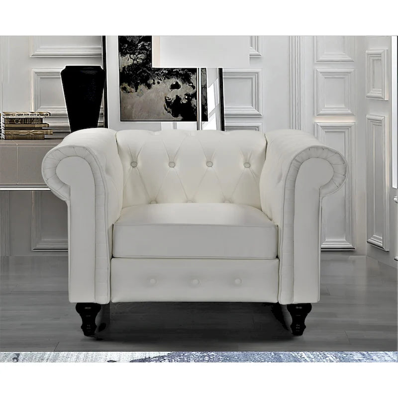 Brooks Classic Chesterfield 3-Piece Living Room Set-Chair Loveseat & Sofa