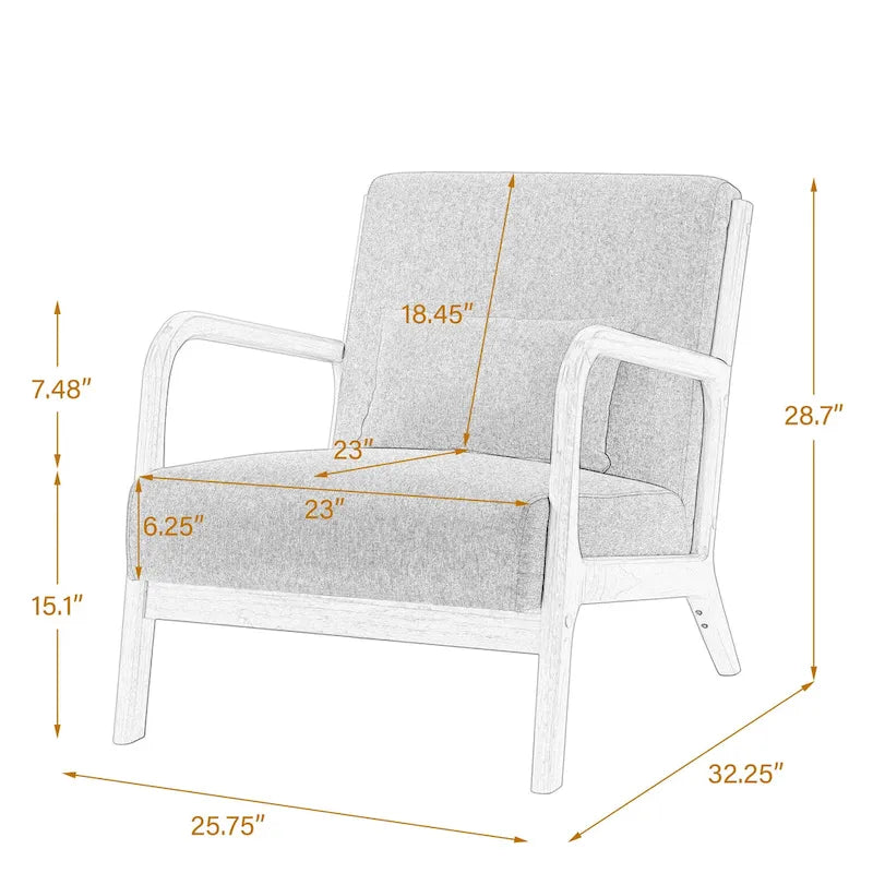 Leon Mid Century Modern Upholstered Accent Chairs Armchair Set of 2