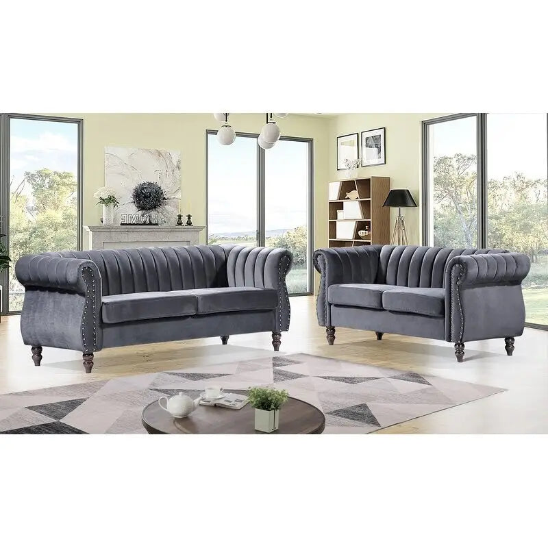 Capucina 2-piece Velvet Living Room Sofa Set