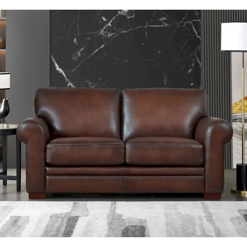 Hydeline Brookfield Top Grain Leather Sofa Set, Sofa and Loveseat