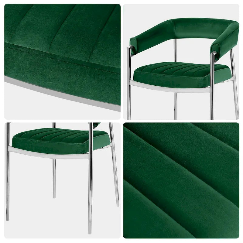 Velvet Dining Chair Arm Chair with Chrome Metal Legs