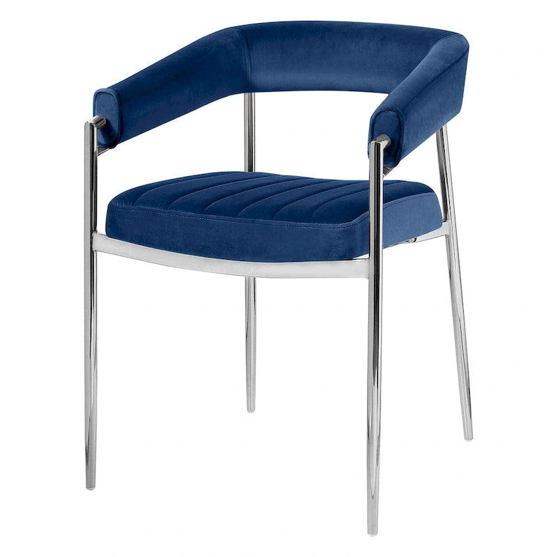 Velvet Dining Chair Arm Chair with Chrome Metal Legs