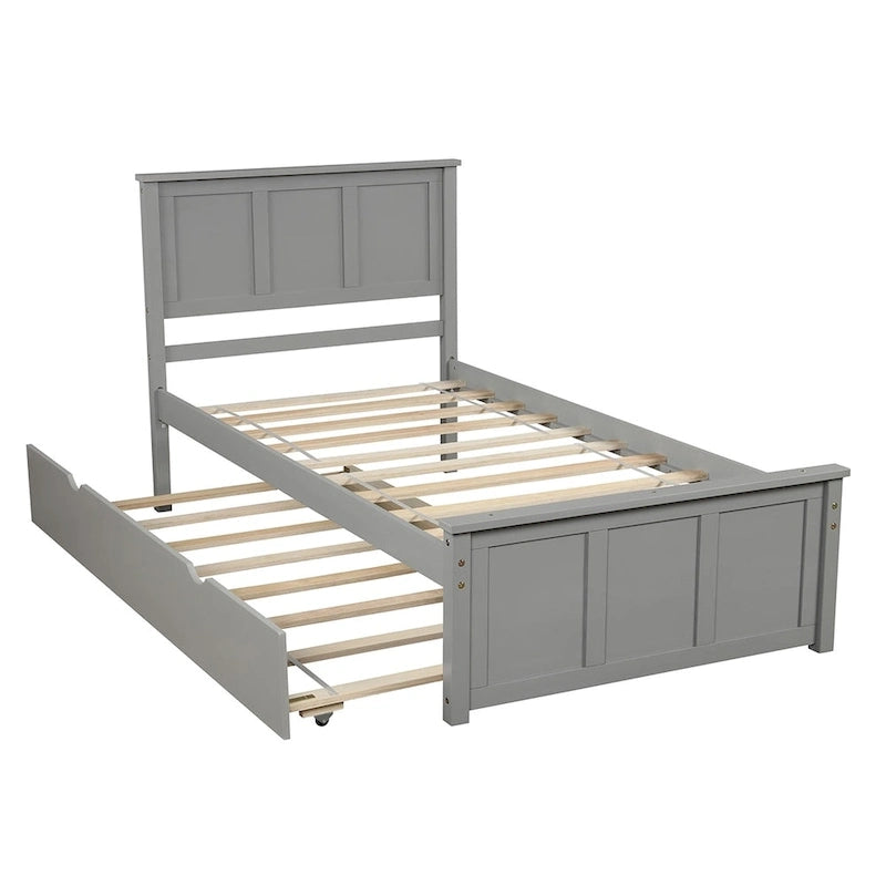 Merax Twin Size Platform Bed with Trundle