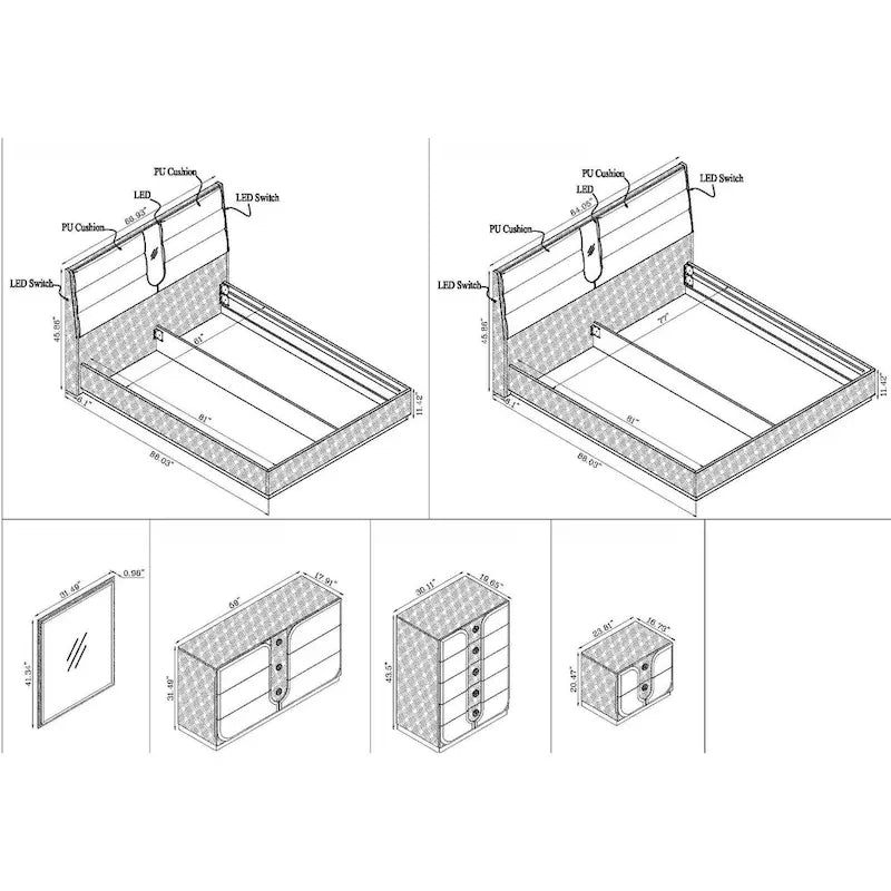 Somette Manchester Modern Wood Grain Queen-Size Bed