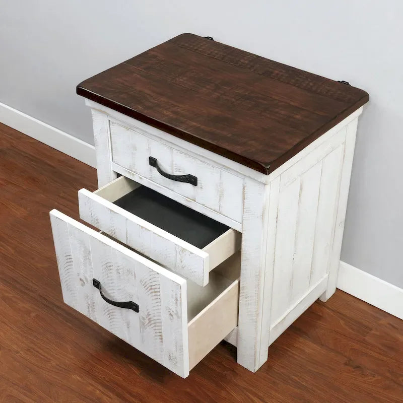 Ynez Farmhouse White Pine 3-Piece Panel Bedroom Set with USB Port by Furniture of America