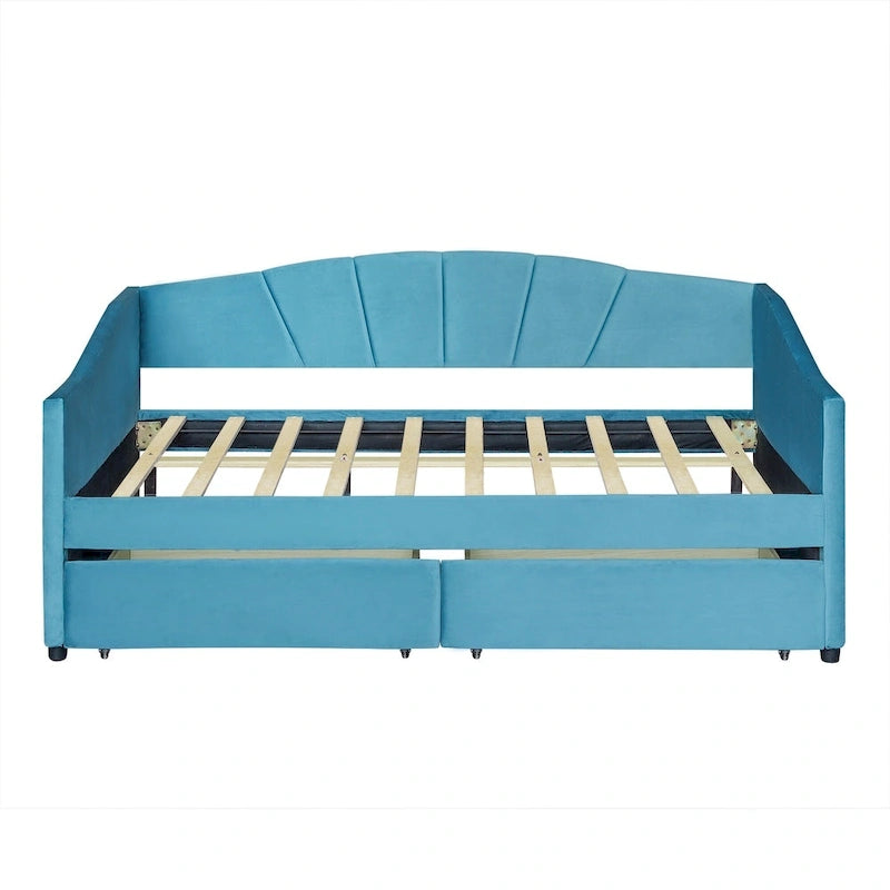 Nestfair Upholstered daybed Twin Size with Two Drawers and Wood Slat Suppot