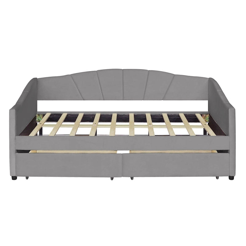 Nestfair Upholstered daybed Twin Size with Two Drawers and Wood Slat Suppot