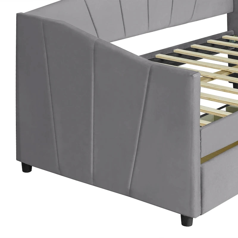 Nestfair Upholstered daybed Twin Size with Two Drawers and Wood Slat Suppot