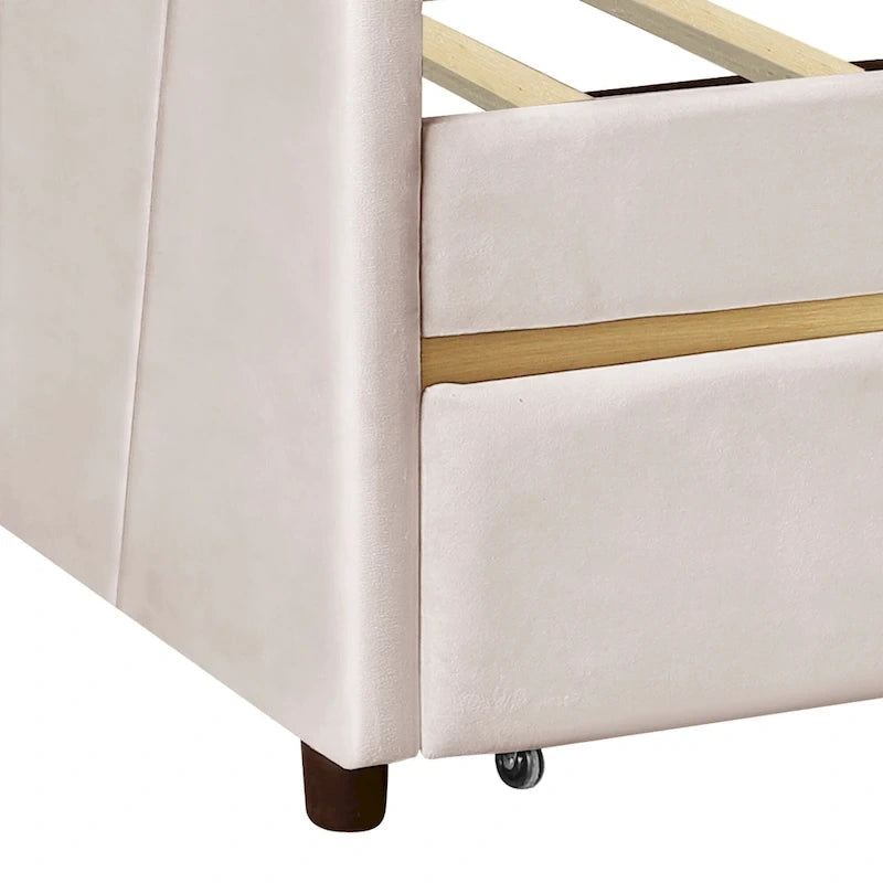 Nestfair Upholstered daybed Twin Size with Two Drawers and Wood Slat Suppot