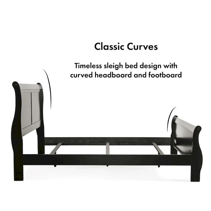 Furniture of America Mayday Traditional Solid Wood Sleigh Bed