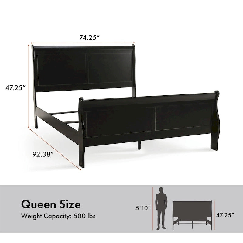 Furniture of America Mayday Traditional Solid Wood Sleigh Bed