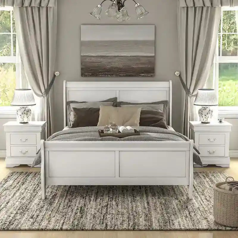 Furniture of America Mayday Traditional Solid Wood Sleigh Bed