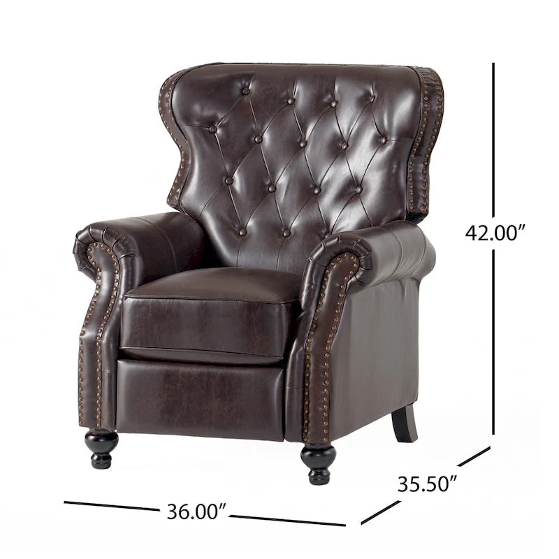 Walder Contemporary Tufted Recliner with Nailhead Trim by Christopher Knight Home