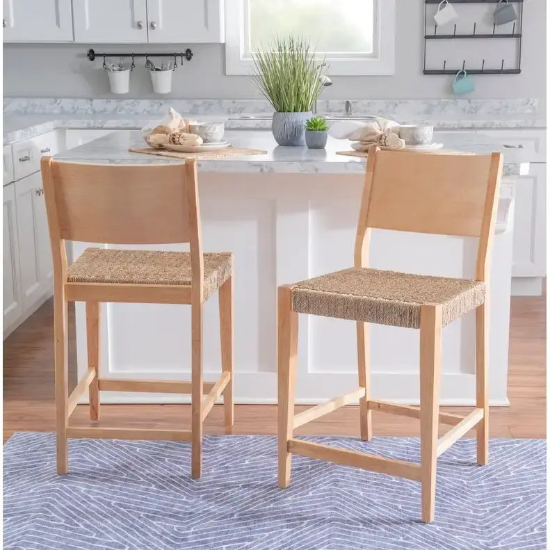 Caelan Seagrass 24-Inch Counter Stool (Set of 2)