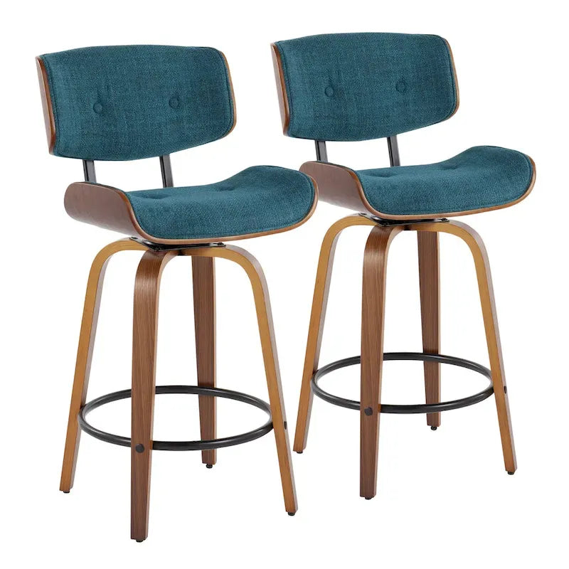 Carson Carrington Leksand 26 Fixed-Height Counter Stool with Bent Wood Legs (Set of 2)