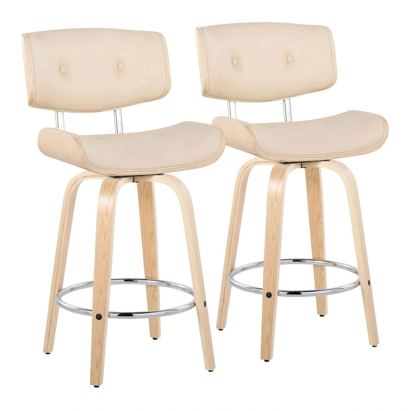 Carson Carrington Leksand 26 Fixed-Height Counter Stool with Bent Wood Legs (Set of 2)