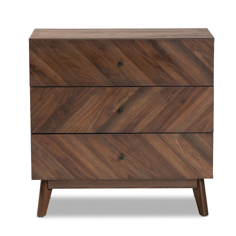 Hartman Mid-Century Modern Walnut Finished Wood 3-Drawer Storage Chest